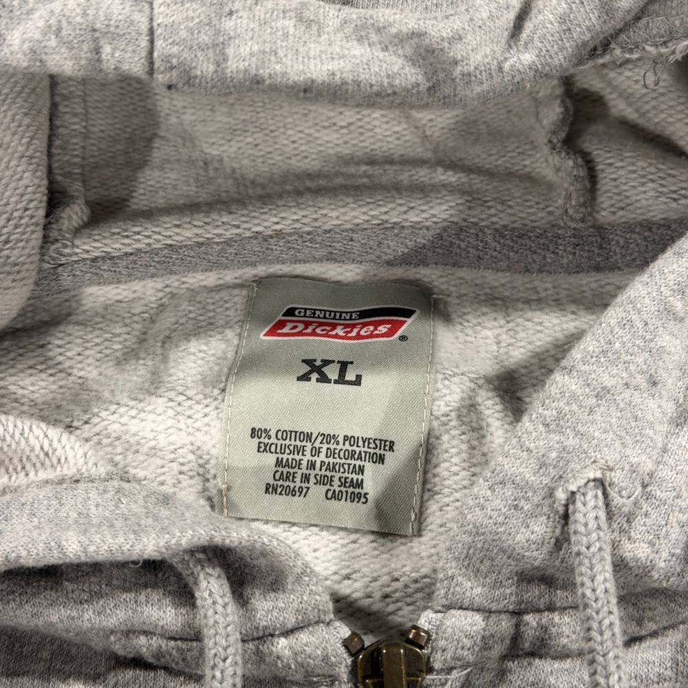Genuine Dickies Zip Up Hoodie Mens XL Gray Excellent Workwear Fleece Sweatshirt - Picture 2 of 8